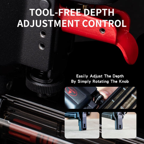 AEROPRO brad nailer magazine visible, clear nail count during progress.