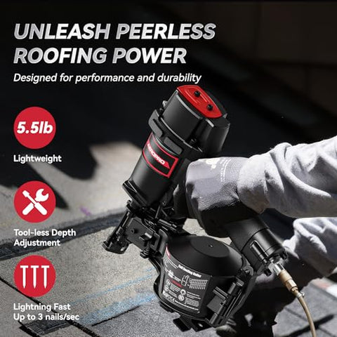 AeroPro CN45N lightweight design reduces fatigue during long roofing sessions.