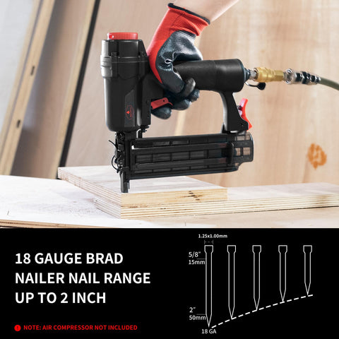 AEROPRO Brad Nailer front view showing ergonomic grip for comfortable use.