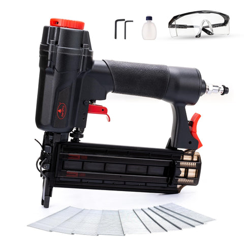 AEROPRO pneumatic Brad Nailer side view, compact option for upholstery and trim.