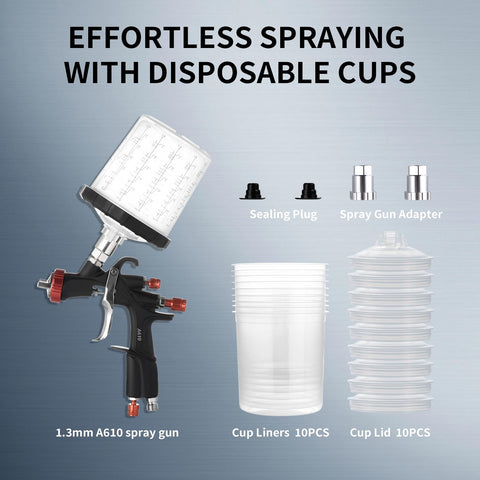 AEROPRO R500 with 22 oz disposable cups for quick mix and spray