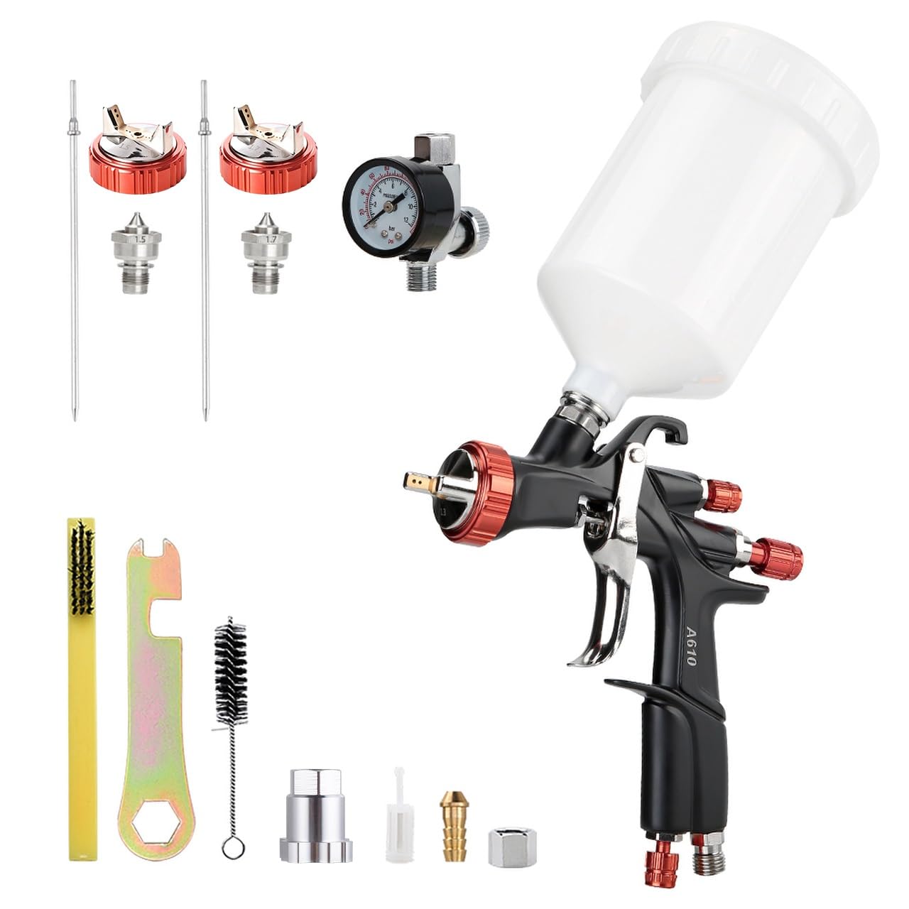 AEROPRO R500 LVLP spray gun with 1.3mm nozzle for smooth base coats.