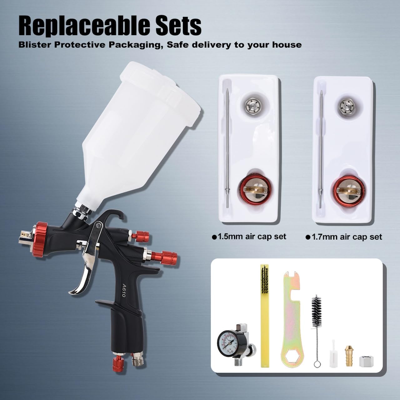 AEROPRO R500 600cc paint cup resists corrosion and cleans easily.