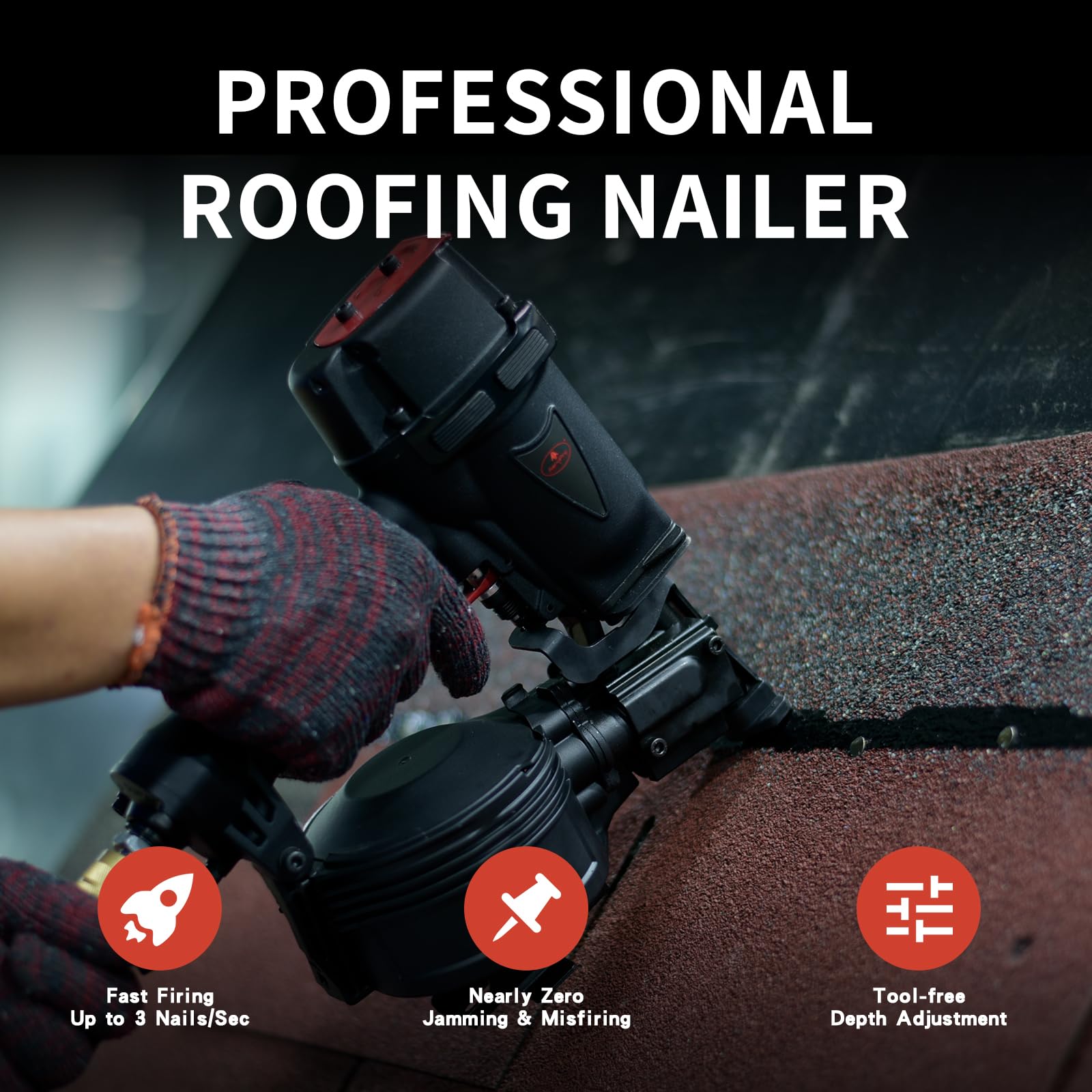 AEROPRO CN45RC high-capacity magazine minimizes downtime during roofing work.