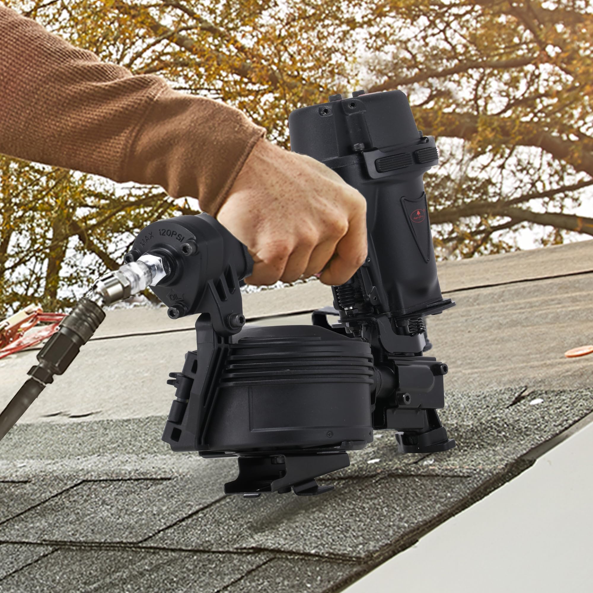 AEROPRO CN45RC operates at 70-110 psi for jobsite flexibility.