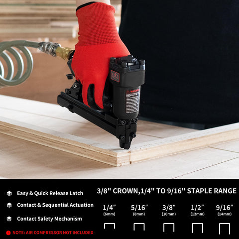 AEROPRO T50JC 20GA stapler magazine release shown for quick reloads