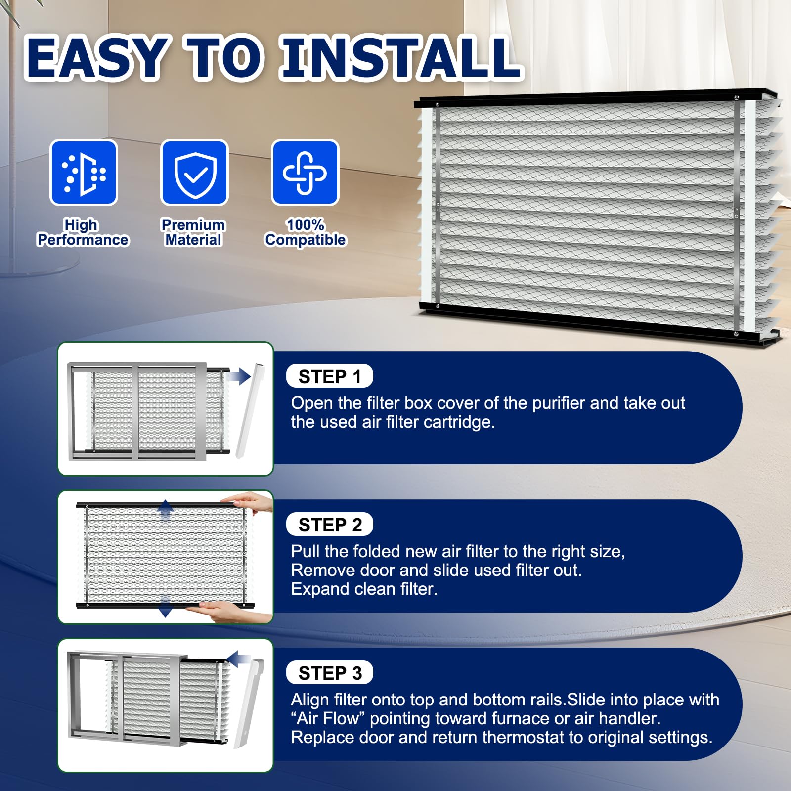 Aerovithera 410 pleated design increases filtration area.