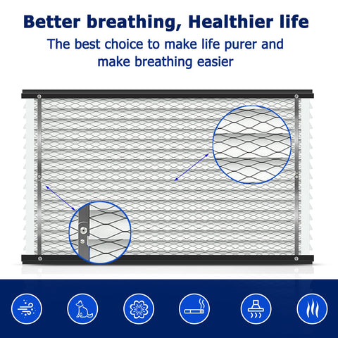 Aerovithera folding-filter illustration shows easy storage and quick replacement.