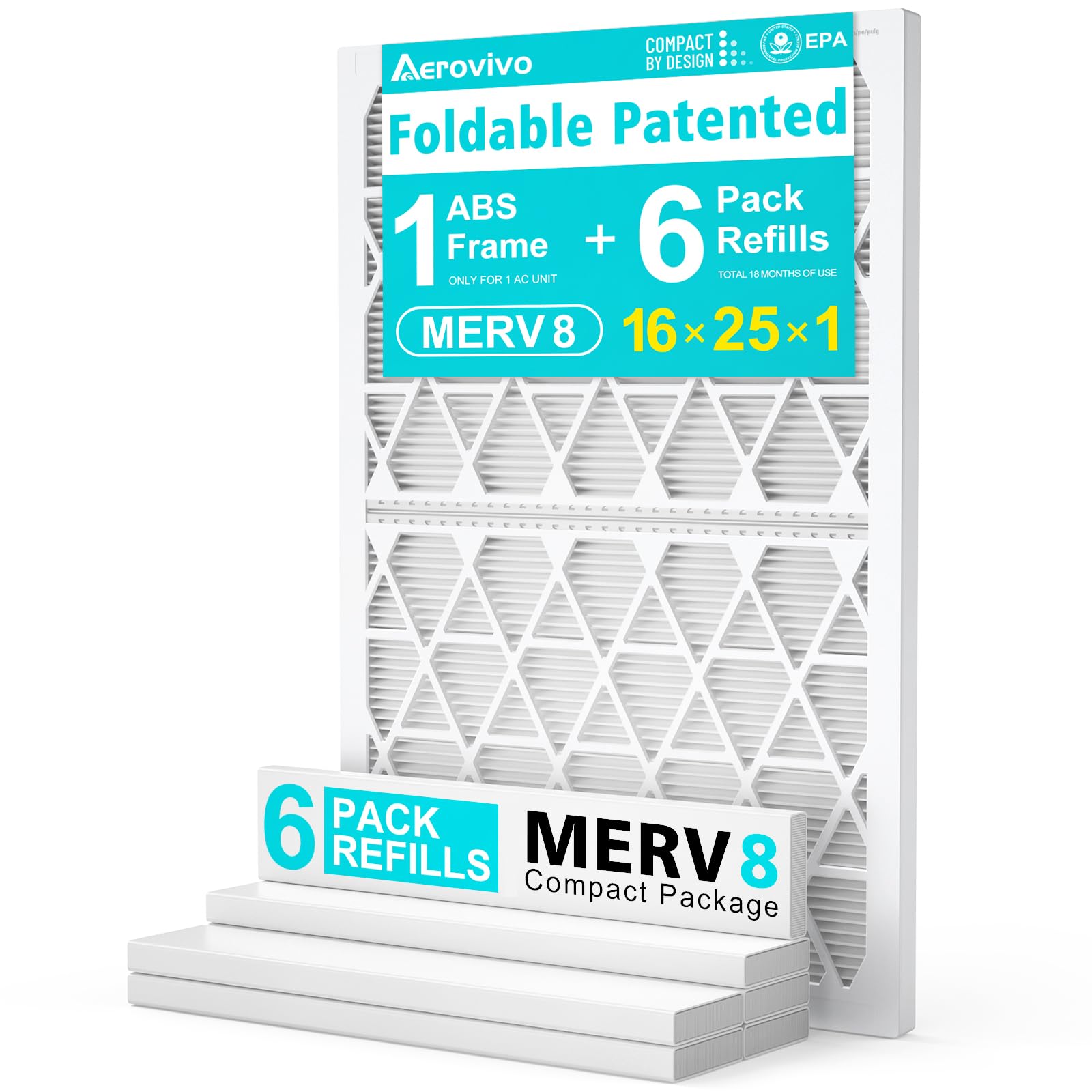 AErovivo 16x25x1 starter frame ready for quick filter swaps and long-term savings.