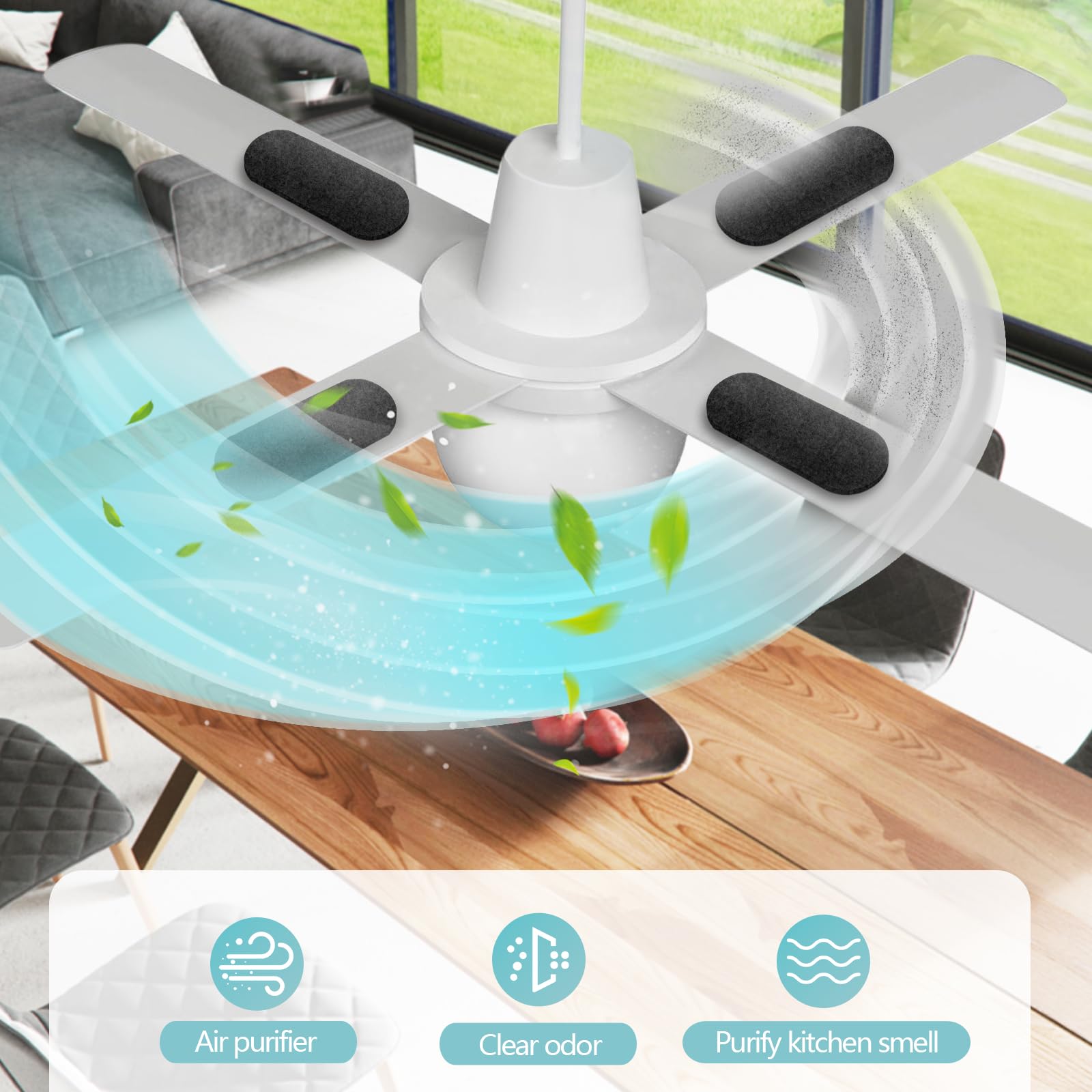 AesoKone activated charcoal filter, capturing dust and kitchen odors for a cleaner room.