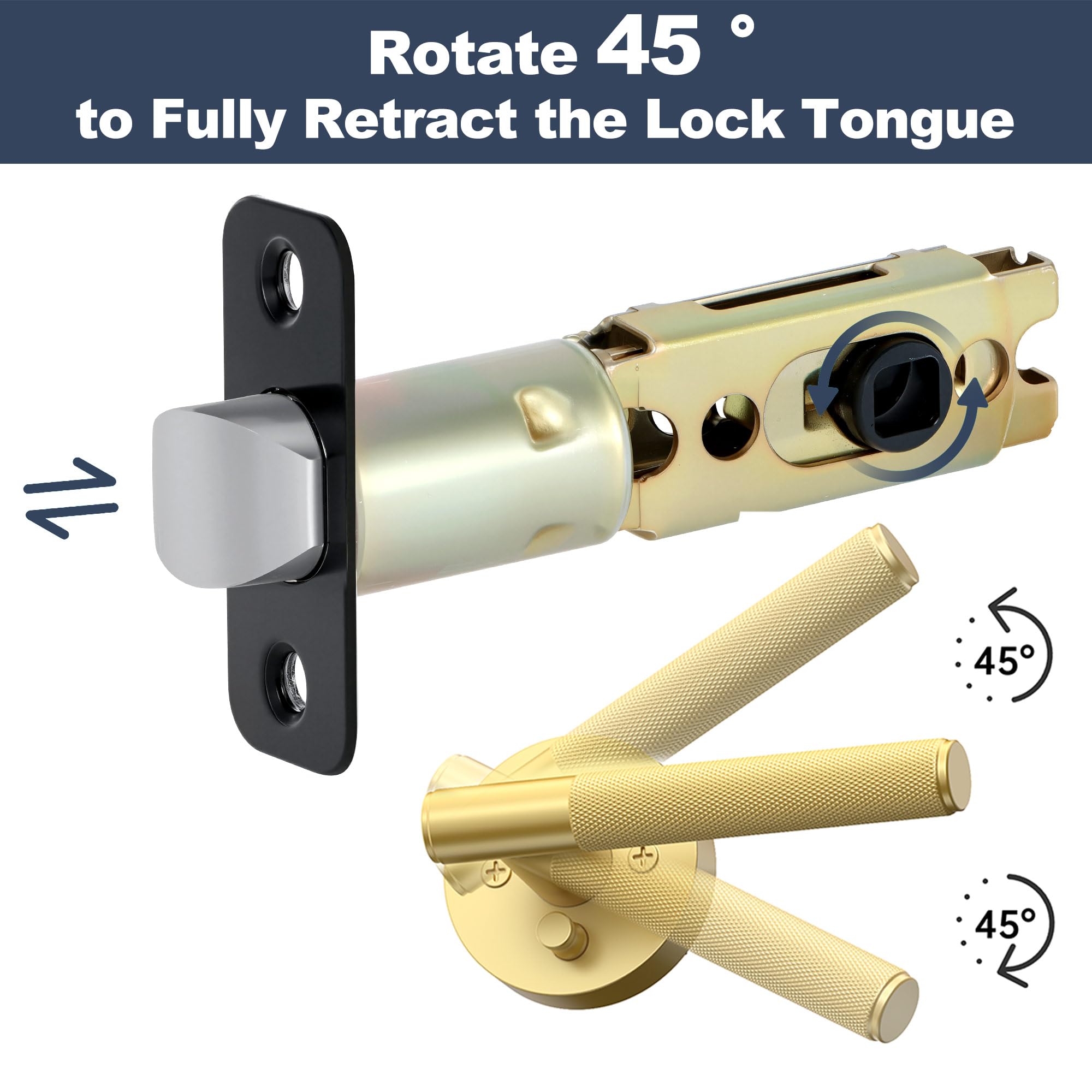 Aesytava 45-degree reversible rotation latch with smooth operation.