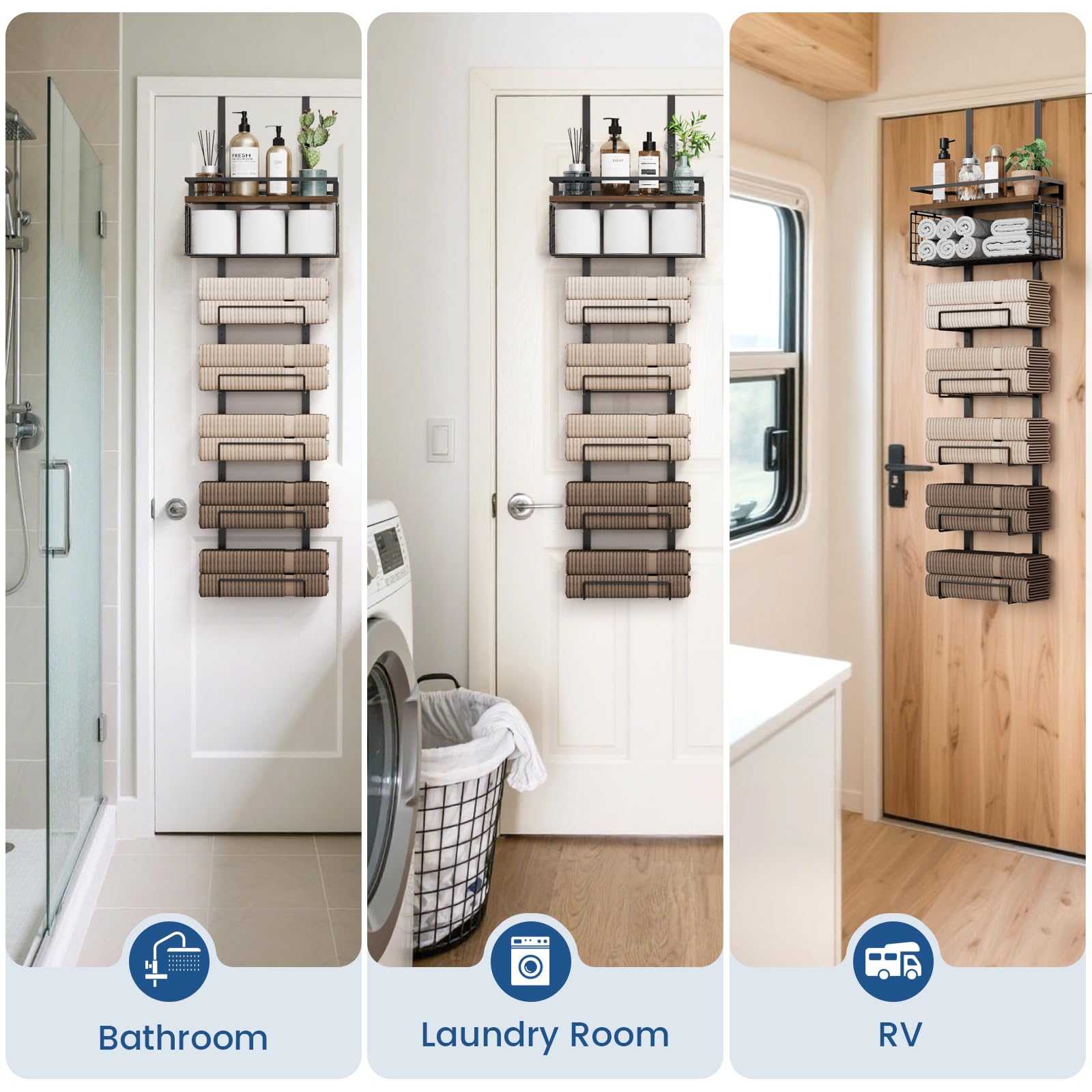 Aetyord towel rack design for sunroom and bathroom with easy access.
