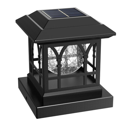 AEYANZZ fence post light with crackle glass ball creates romantic garden ambiance.