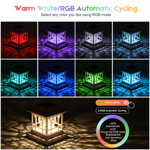AEYANZZ fence post light RGB color cycling for vibrant evening decor