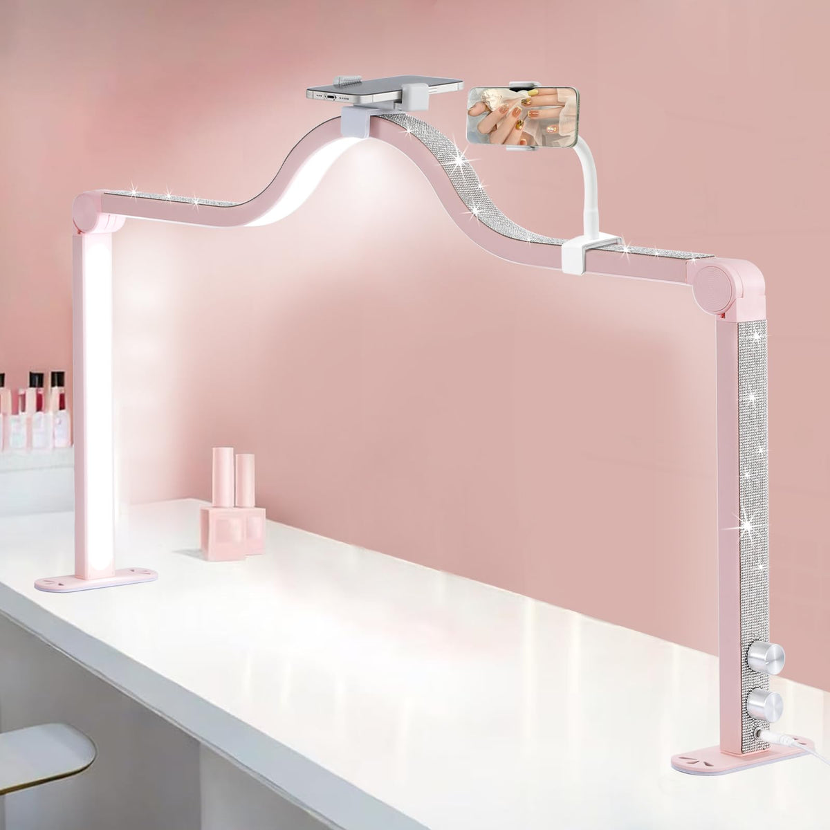 Afatnao dual-phone-holder nail lamp records nail art clearly.