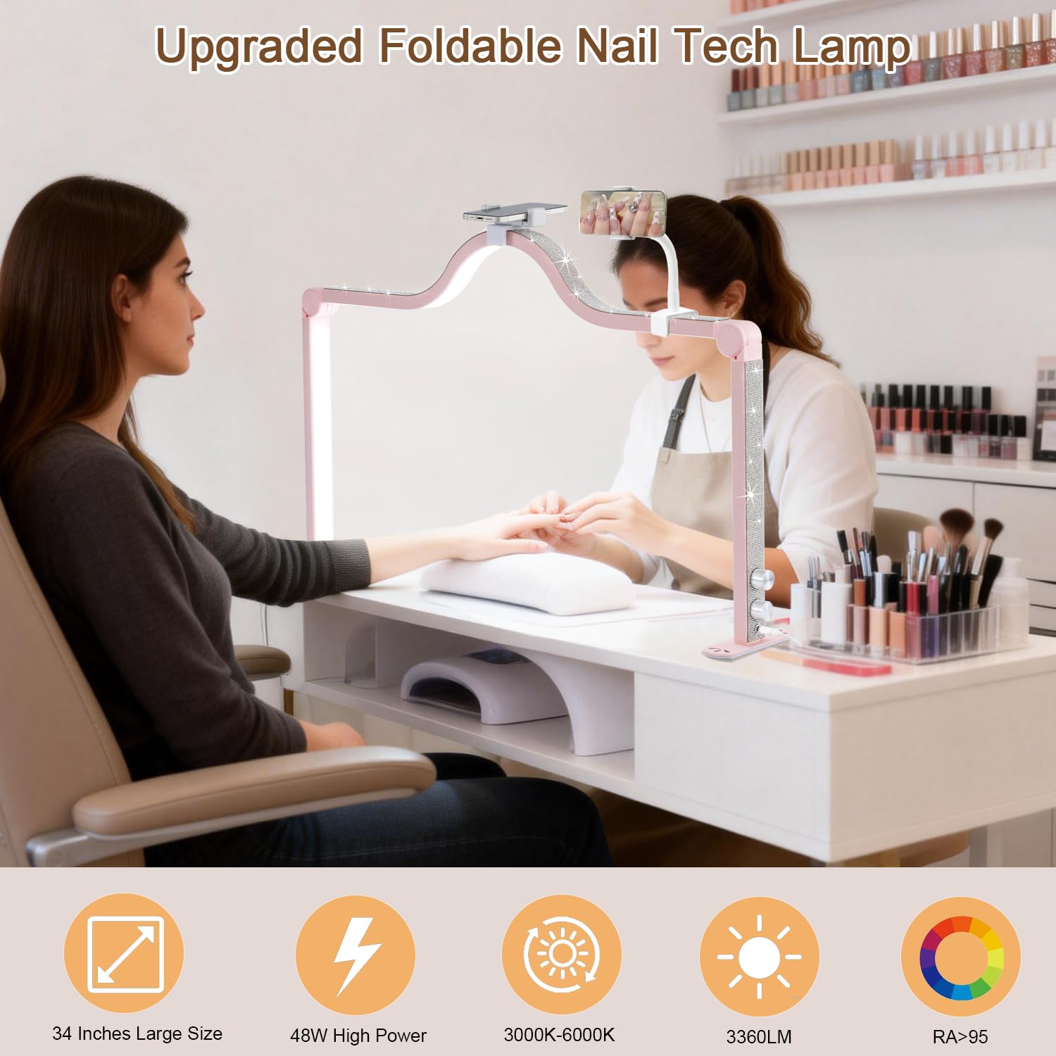 Afatnao LED nail lamp three modes 3000K-6000K for versatile lighting.