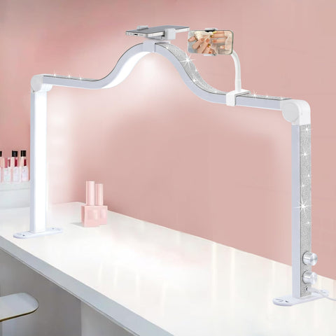 Afatnao nail lamp with dual-phone-holder for recording manicures.