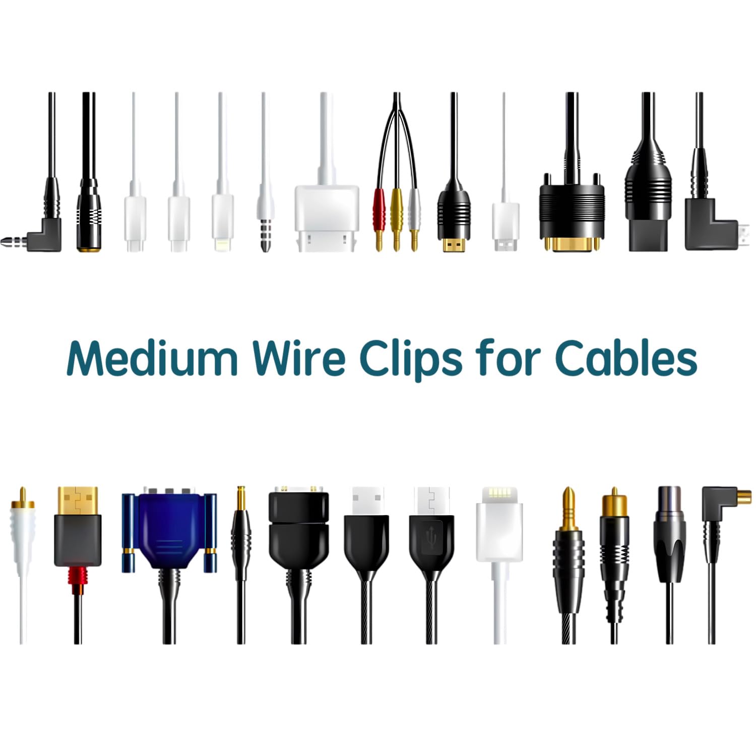 AFFAVON wire organizer clip on wall keeps cords tidy.