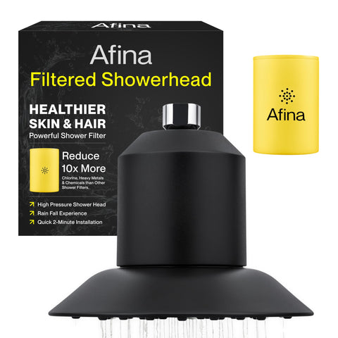 Afina filtered shower head with KDF-55 delivers spa like filtration for softer skin