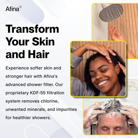 Afina filtered shower head universal fit connector ensures easy mounting.