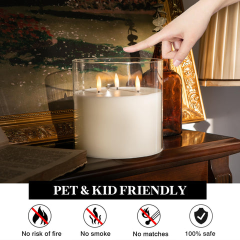 AFINETH battery-powered candle provides safe, smoke-free ambiance without flames