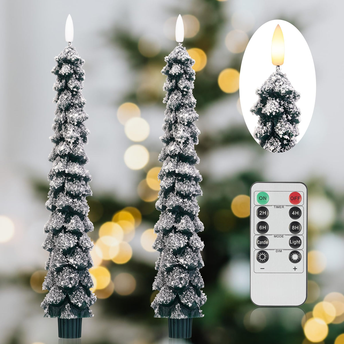 AFINETH Christmas tree candles with a 3D wick provide a lifelike winter glow.