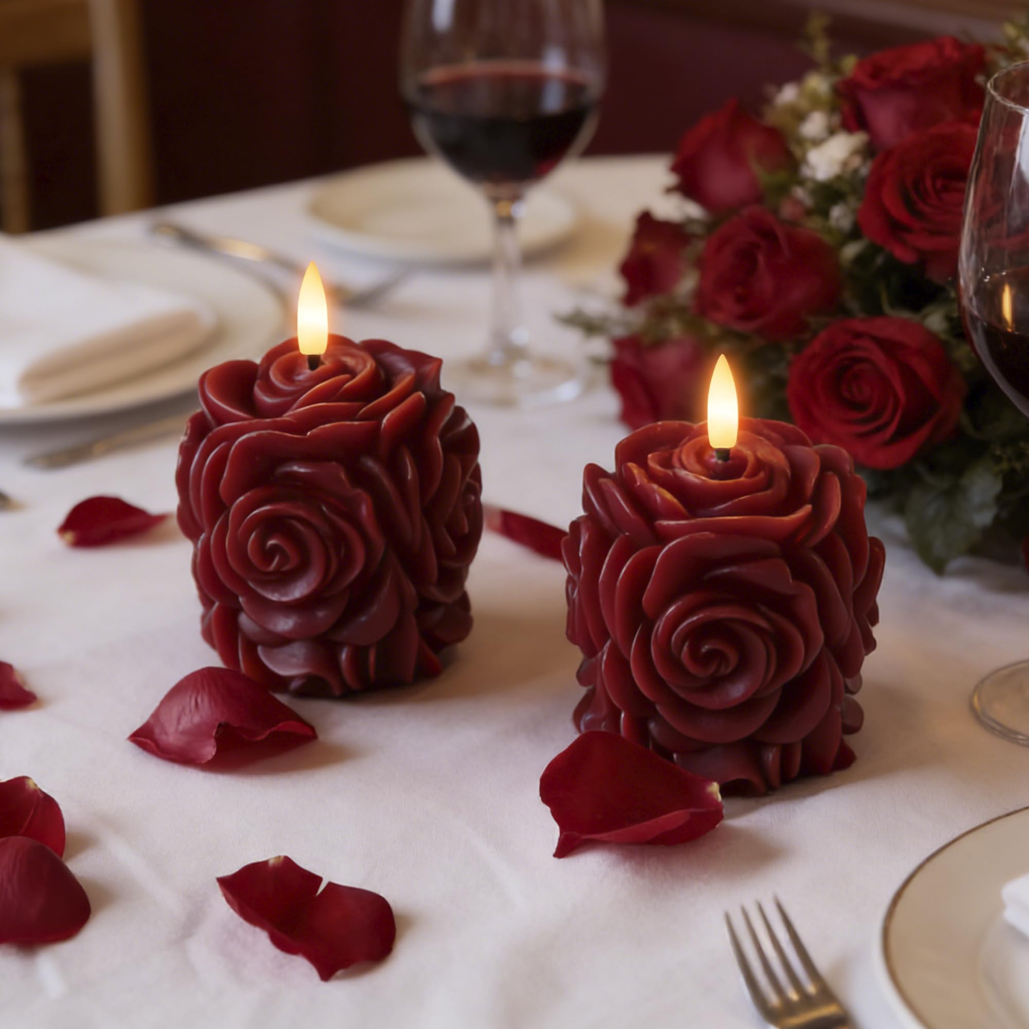 AFINETH dining scene with soft romantic candlelight
