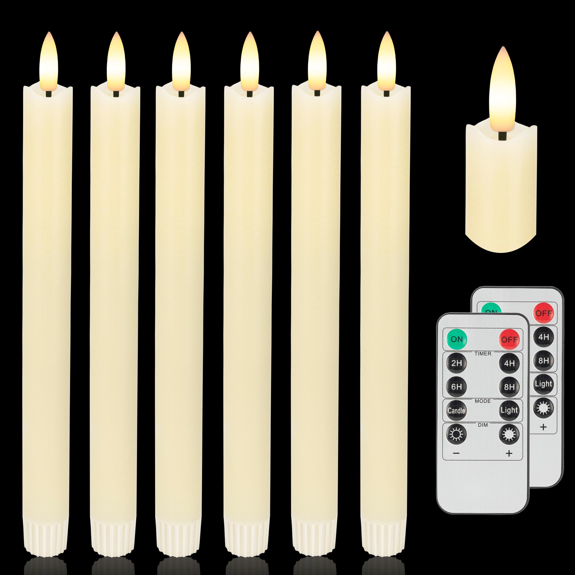 AFINETH flameless taper candle real-wax look with 3D wick for refined ambiance