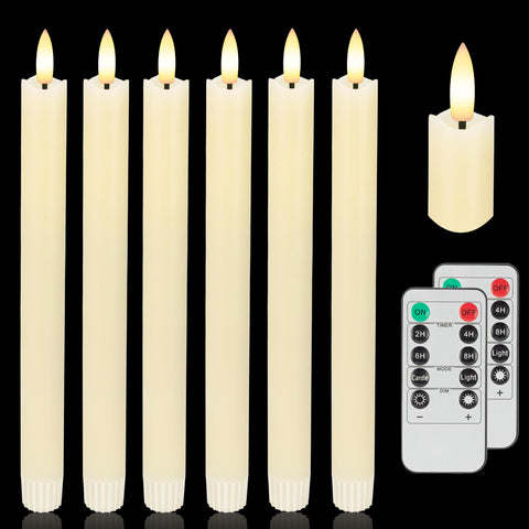 AFINETH flameless taper candle real-wax look with 3D wick for refined ambiance