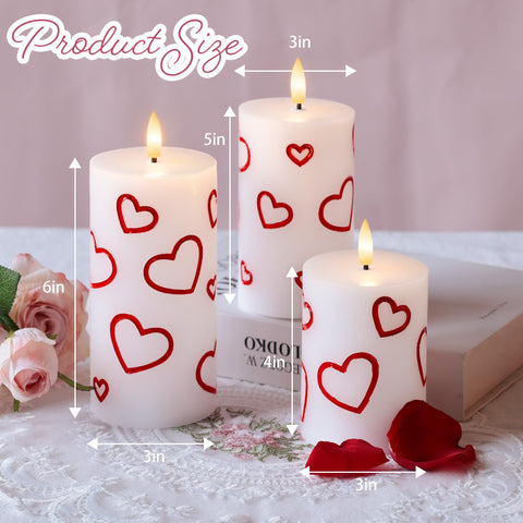 AFINETH real-wax flameless pillar candle with carved heart details.