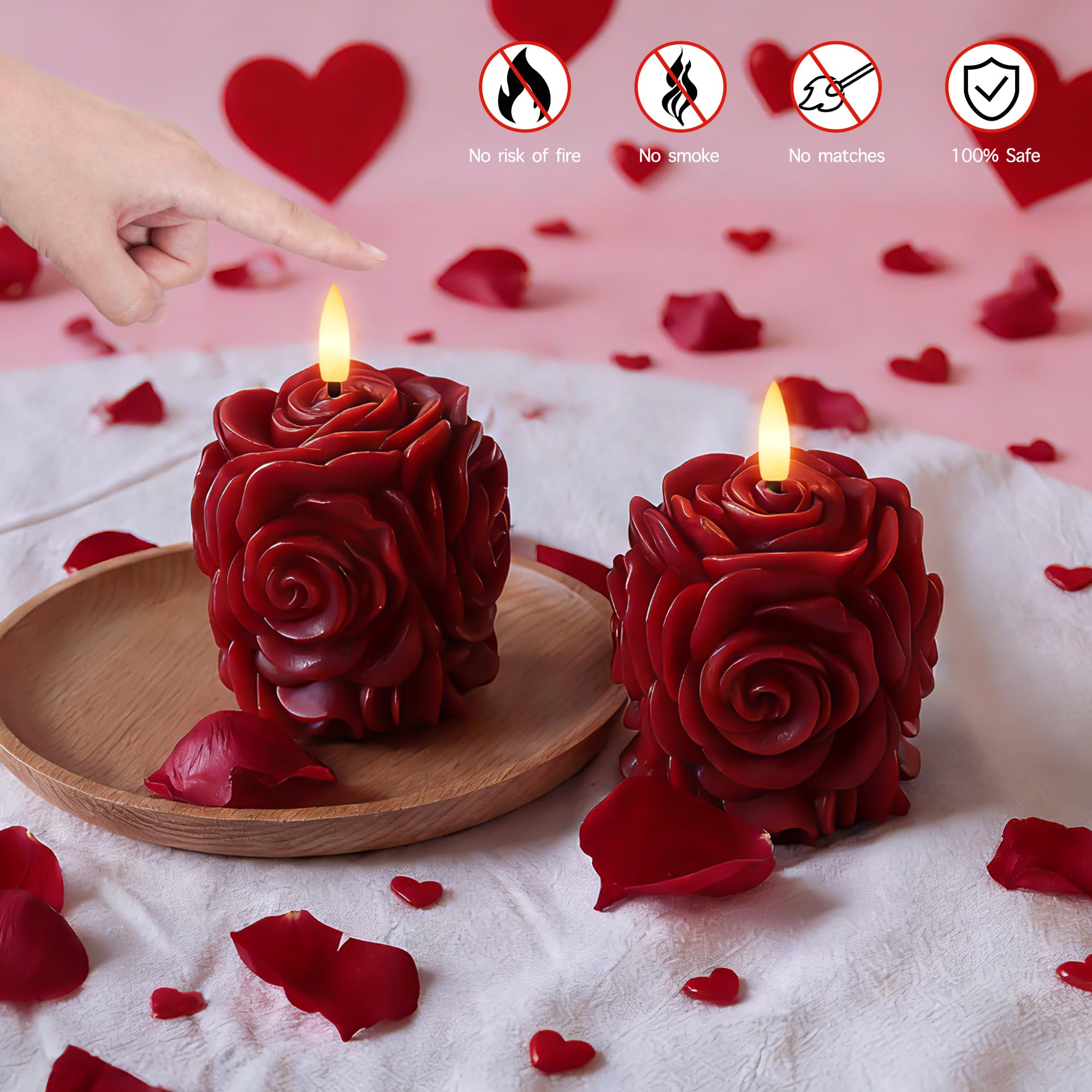 AFINETH rose candle glow highlighting lifelike petals