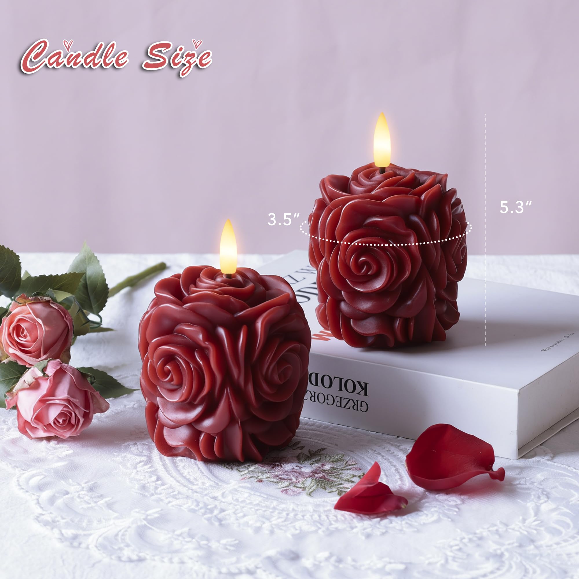 AFINETH two-pack rose flameless candles on a clean tabletop