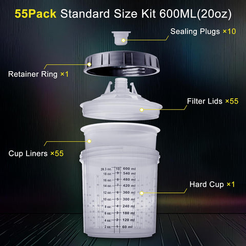 Aflybltol 20oz hard cup with retainer ring providing secure mixing.