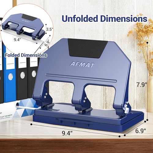 AFMAT 3 Hole Punch blue finish adds a professional touch to your workspace.