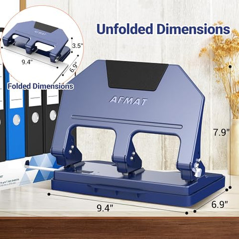 AFMAT 3 Hole Punch blue finish adds a professional touch to your workspace.