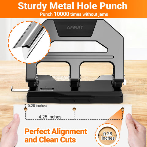 AFMAT adjustable paper guide aligns sheets for precise hole placement