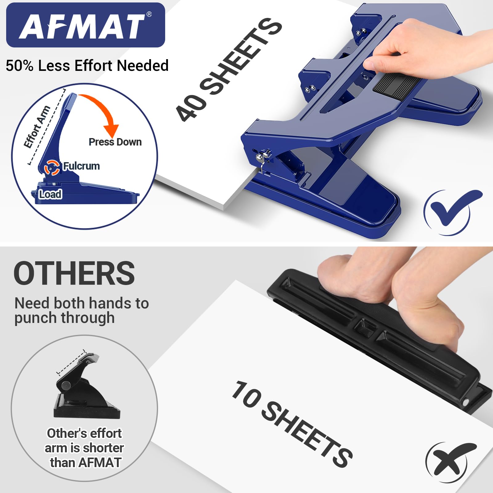 AFMAT ergonomic long-lever action reduces hand strain during punching