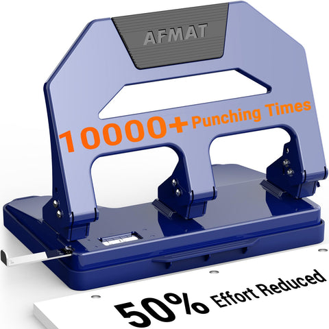 AFMAT heavy-duty 3-hole puncher punching 40 sheets with clean holes