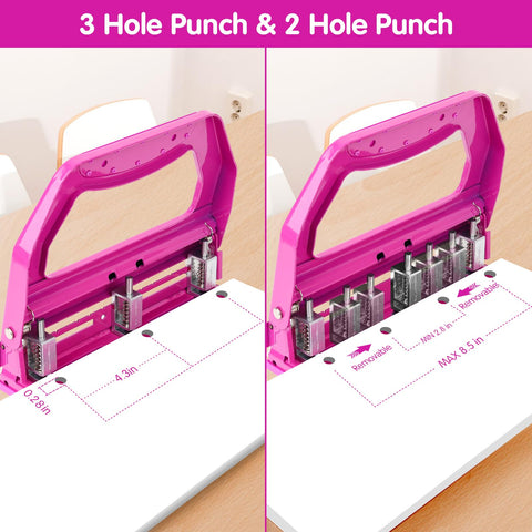 AFMAT HP18 adjustable heads close-up demonstrates versatile 2- or 3-hole punching.
