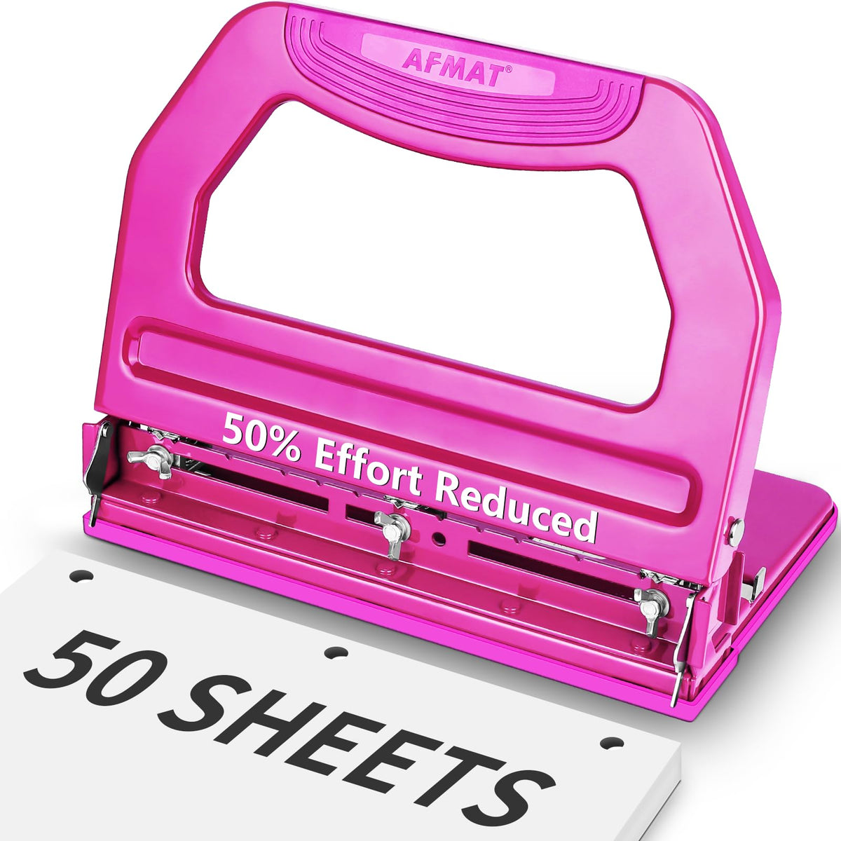 AFMAT HP18 front view highlights sturdy metal construction for long-lasting punching.