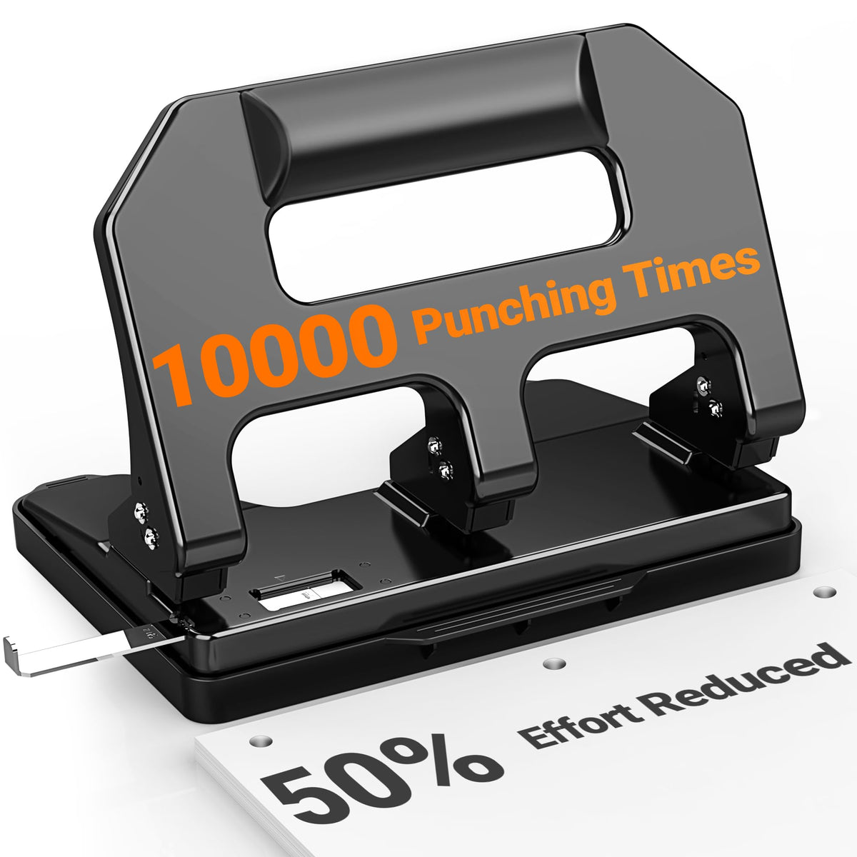 AFMAT HPX1 heavy-duty 3-hole punch front view shows sturdy construction for daily use.