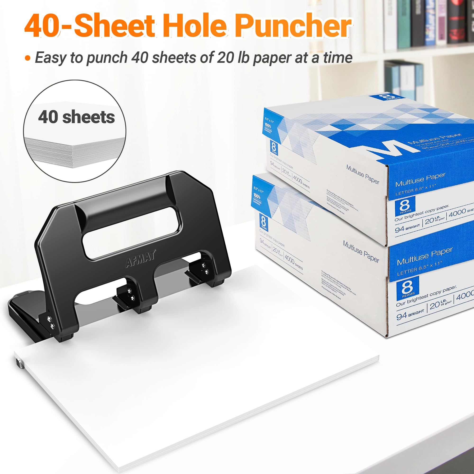 AFMAT HPX1 lever-action design reduces effort when punching large stacks.