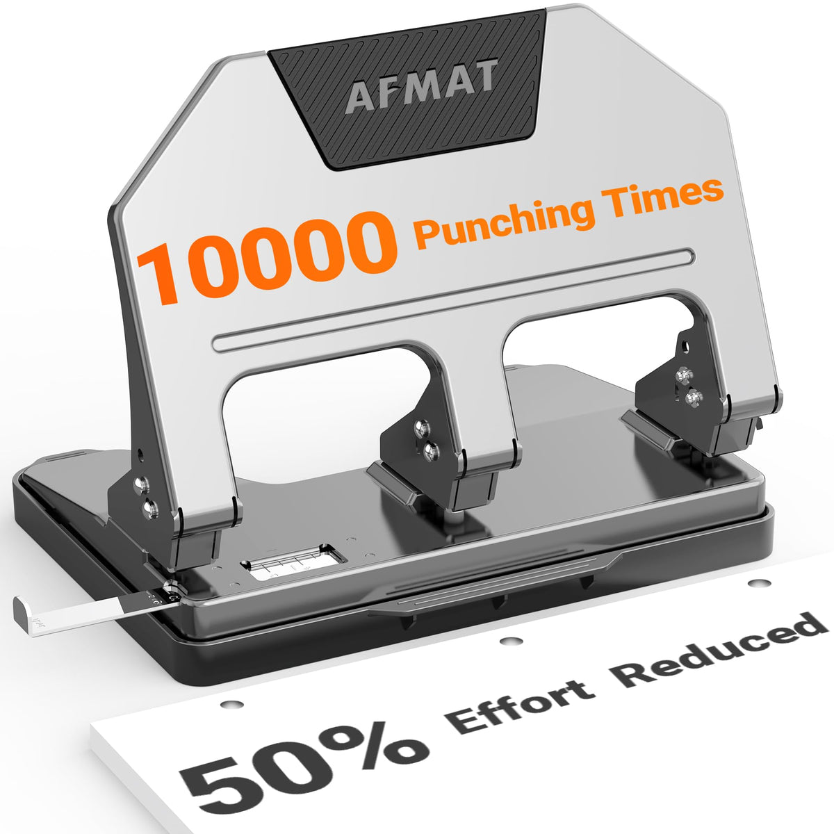 AFMAT HPX3 front view highlights sturdy metal build for durable punching in offices.