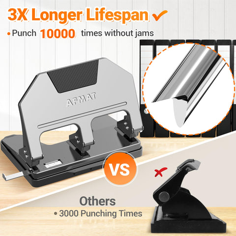 AFMAT HPX3 large chip tray keeps the workspace clean while punching.