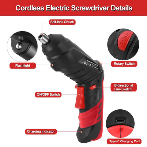 AFNZTME cordless screwdriver compact-design ideal for light-duty projects at home.