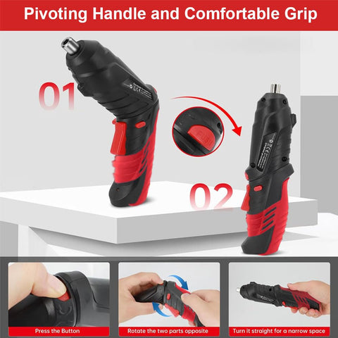 AFNZTME cordless screwdriver LED-light for bright work surface illumination.