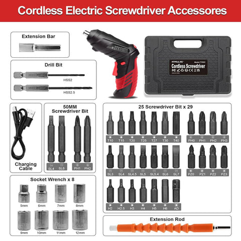 AFNZTME cordless screwdriver type-c-charging with quick charging option.