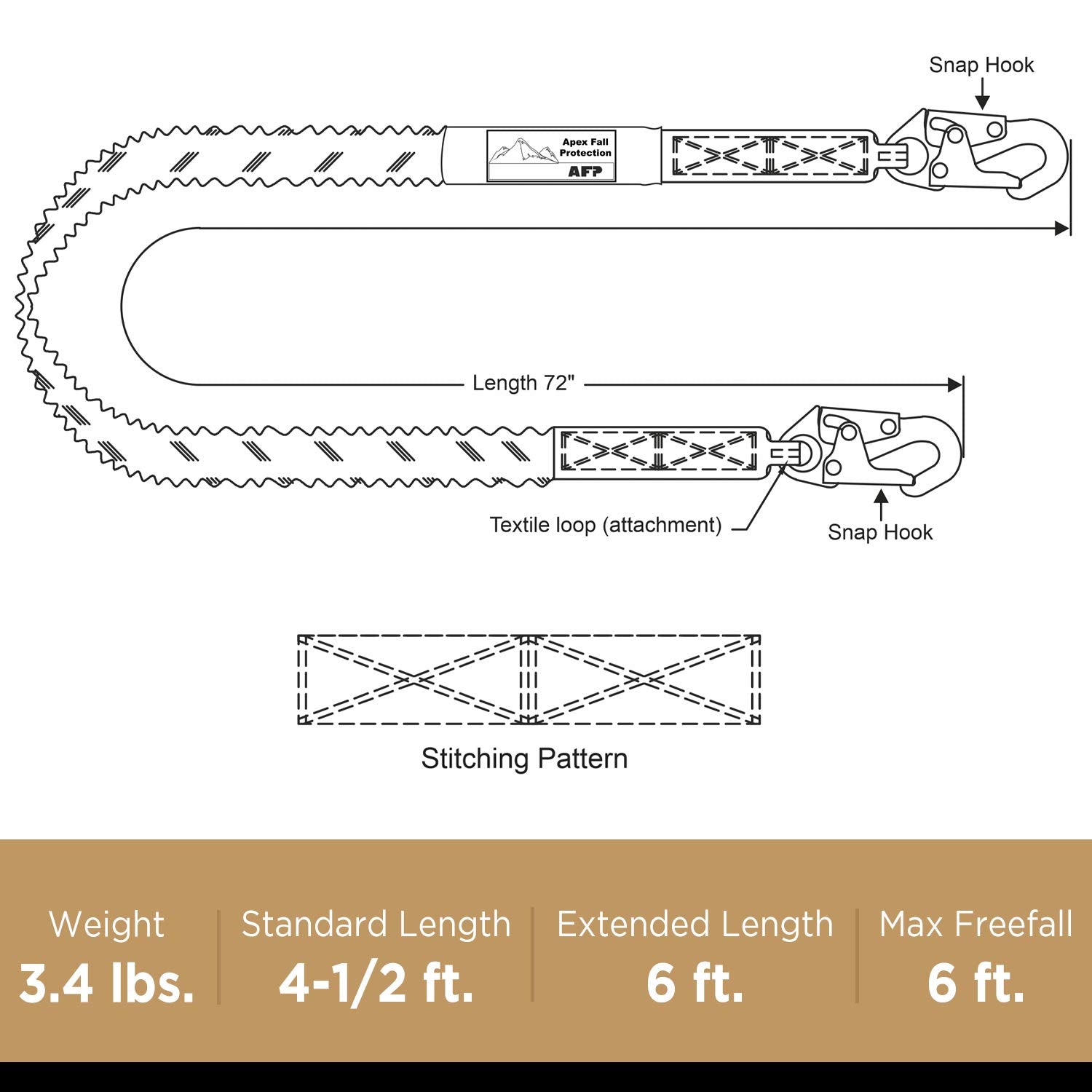 AFP ANSI Z359.1 compliant safety lanyard