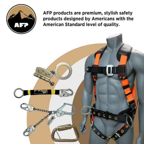 AFP built-in shock absorber technology reduces peak force during fall arrest