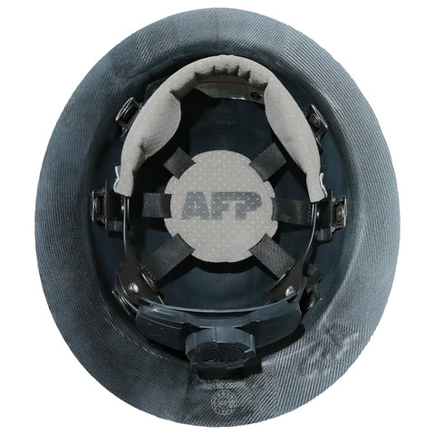 AFP Fiber Full Brim Hard Hat with 6-point suspension adjusted for a snug fit